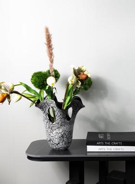 中古风不规则镂空裂变琉璃花瓶酒店样板间创意艺术家居装饰摆件