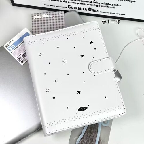 简约星星A5皮质磁吸卡册四宫格三寸追星拍立得小卡收纳相册活页 - 图1