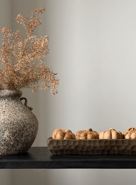 侘寂风实木长方形托盘装饰盘摆件