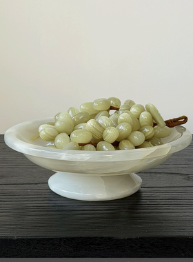 天然玉石果盘餐点盘茶几高脚托盘