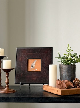 侘寂风陶瓷花瓶木质托盘蜡烛摆件