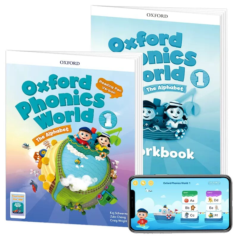 新版可点读版Oxford Phonics World 1级学生书练习册牛津自然拼读26个字母A到Z拼写发音牛津树自拼小学1年级英语培训机构教材