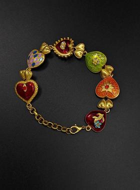 【珐琅心韵】复古多巴胺彩色滴釉手链女复古轻奢小众爱心手饰精致