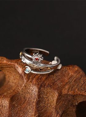 剑网3周边明教戒指日月星戒指女ins剑三戒指可调节男女国潮指环