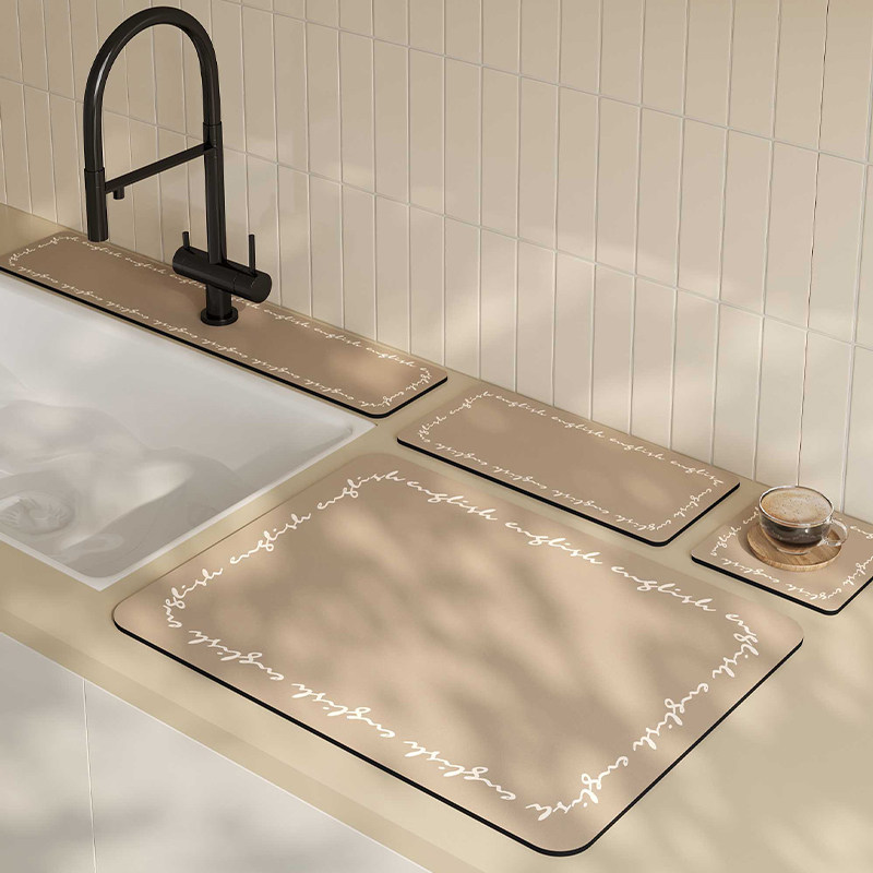 奶油风厨房水龙头吸水垫水槽沥水垫卫生间台面垫窄边防溅水硅藻泥,淘宝优惠券,粉丝福利购,淘宝优惠卷