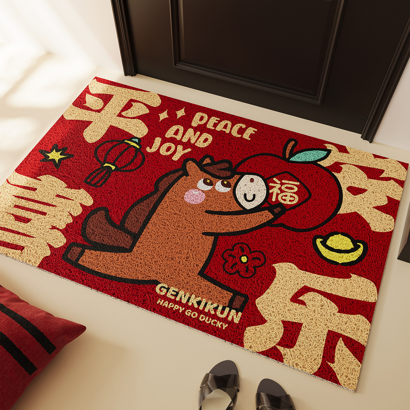 元气小黄鸭丝圈入户门地垫2026新款除尘免洗进门脚垫子可裁剪地毯,淘宝优惠券,粉丝福利购,淘宝优惠卷