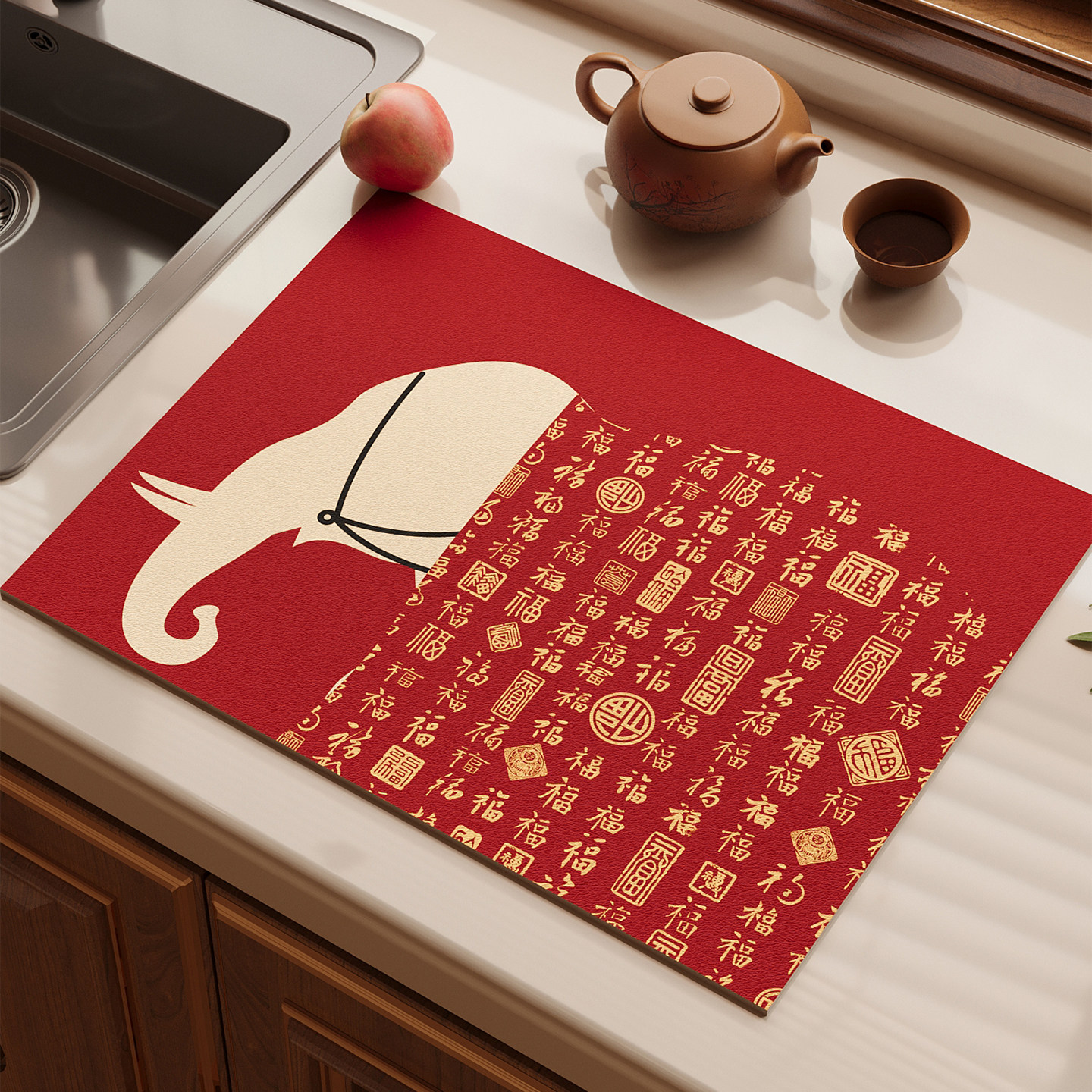 碗盘杯免洗可擦保护垫厨具隔热垫红色厨房沥水台面垫硅藻泥吸水垫,淘宝优惠券,粉丝福利购,淘宝优惠卷