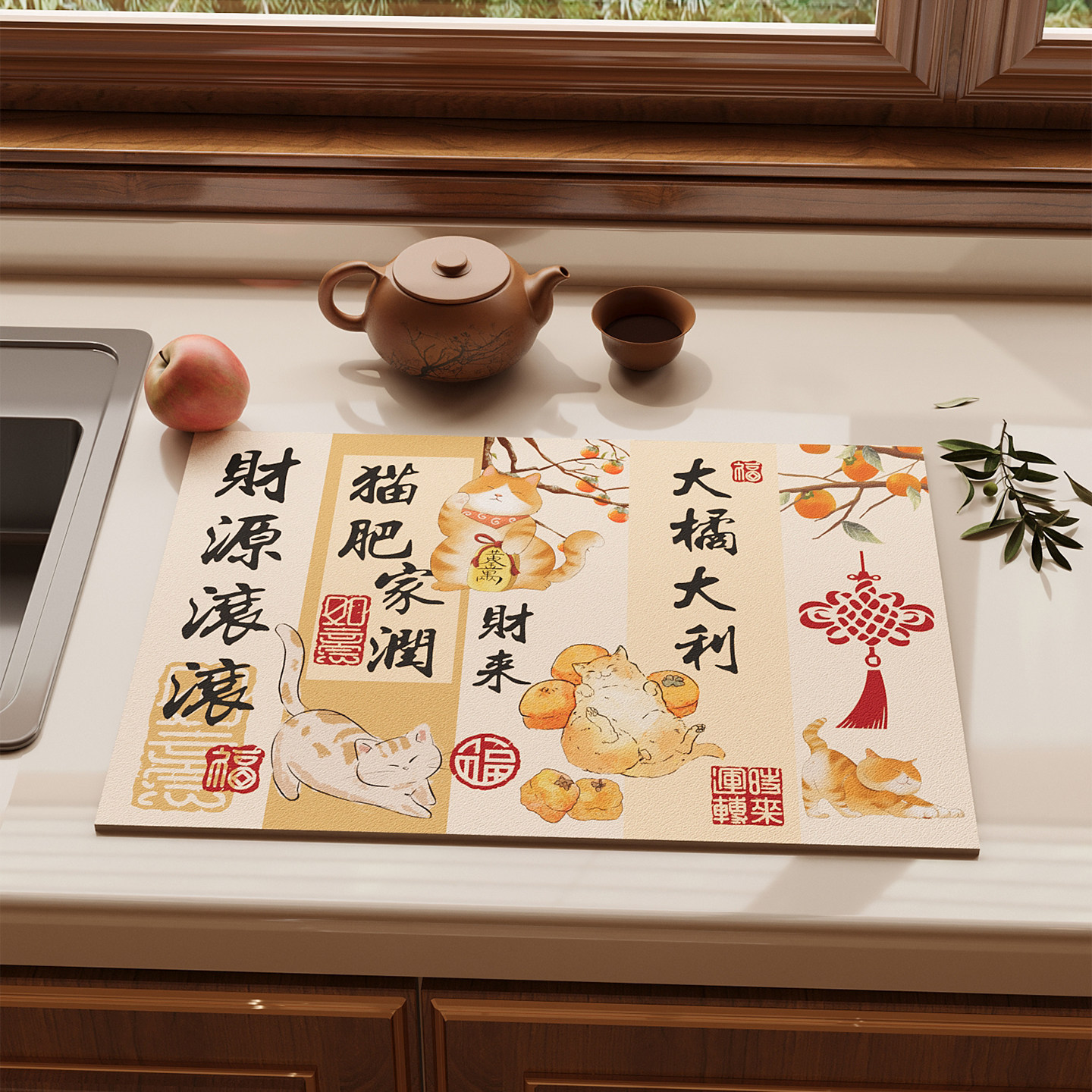 硅藻泥吸水垫厨具隔热垫厨房沥水台面垫碗盘新中式免洗可擦保护垫,淘宝优惠券,粉丝福利购,淘宝优惠卷