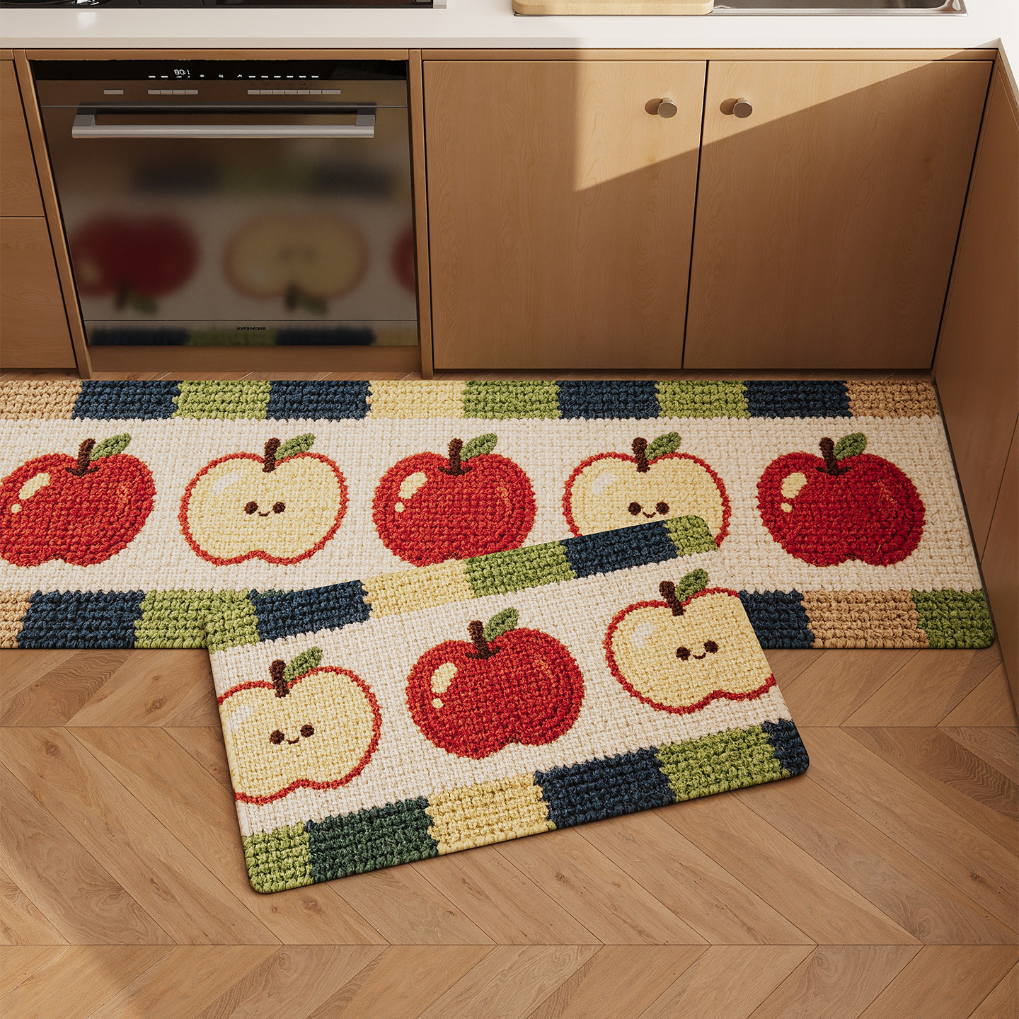 Special kitchen floor mats are stain-resistant and wear-resistant, water-absorbent and quick-drying, imitation linen woven non-slip floor mats, thick and wear-resistant
