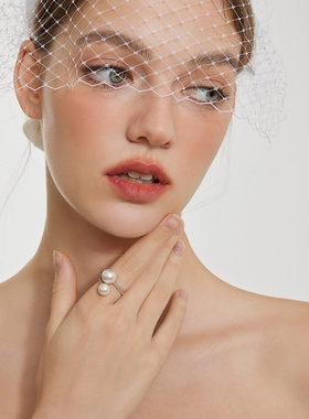 MORI DORI轻奢施家珍珠大小错落开口戒指高级感气质螺纹麻花指环