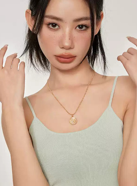 MORI DORI神话时髦休闲星月圆牌项链小众链条吊坠百搭锁骨链叠戴