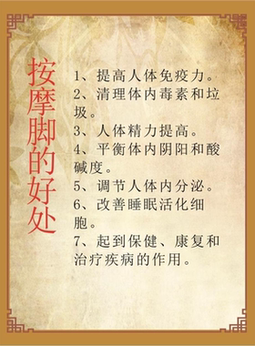 五脏六腑对应时应 足疗五大核心 海报 按摩脚的好处 挂图 装饰画