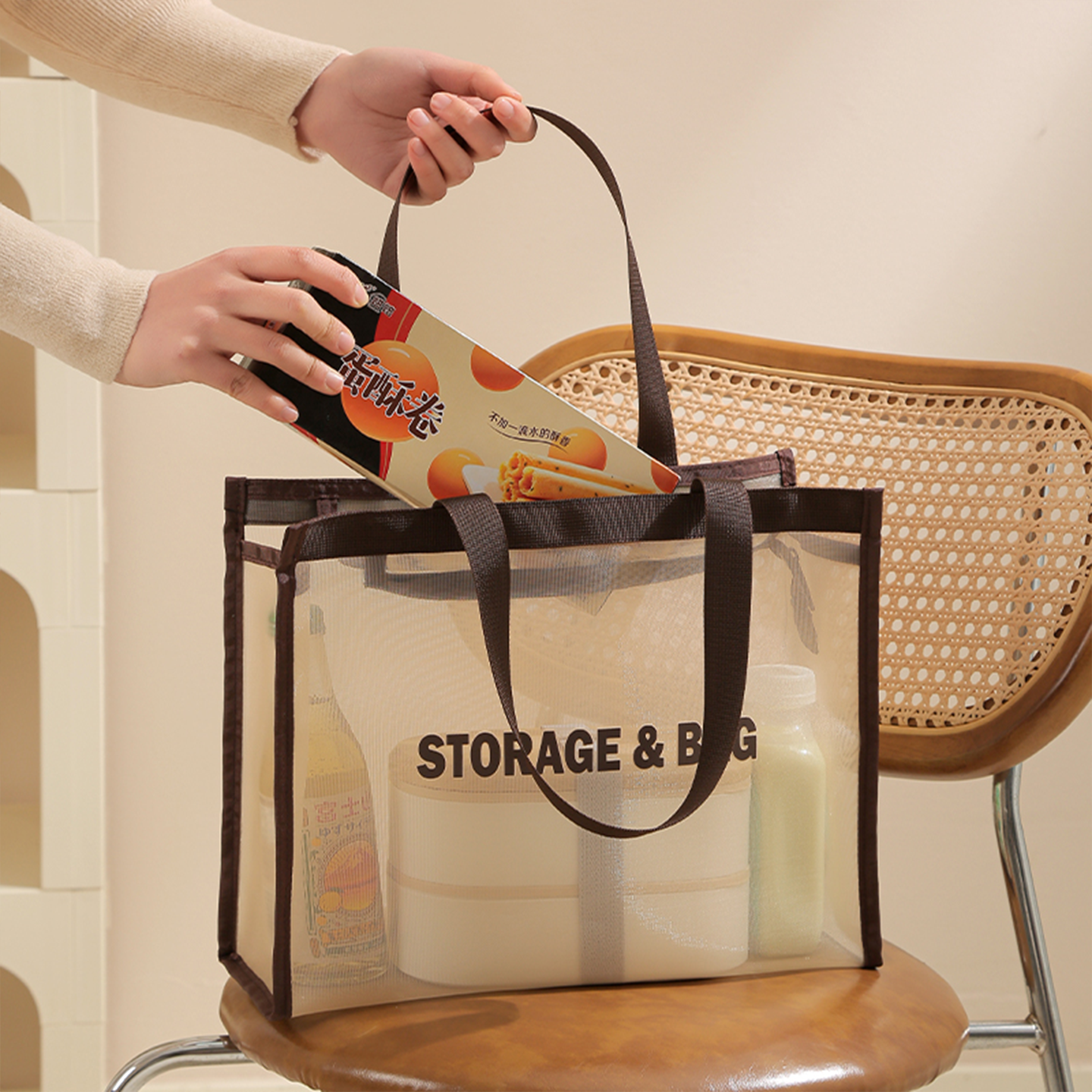 手提网纱托特包透气可沥水洗漱包大容量化妆品收纳包多功能洗浴兜,淘宝优惠券,粉丝福利购,淘宝优惠卷