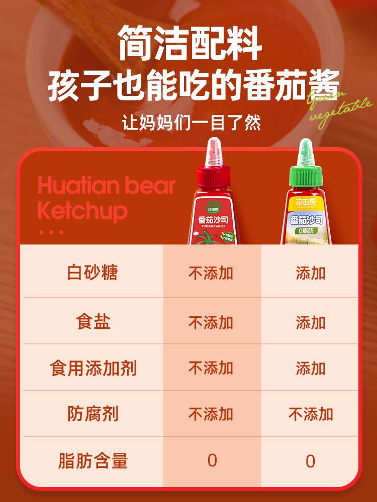 花田熊儿童番茄酱沙司香甜沙拉酱组合寿司轻食肉松手抓饼酱料家用