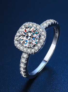 满天星公主方1克拉莫桑石钻戒