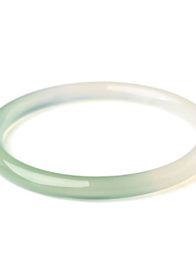 天然冰种玉髓半山半水叮当镯圆条