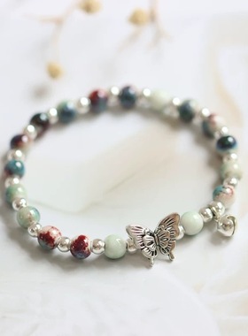 高颜值蝴蝶文艺国风陶瓷手链