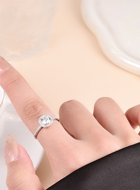 小方糖莫桑石s925纯银戒指