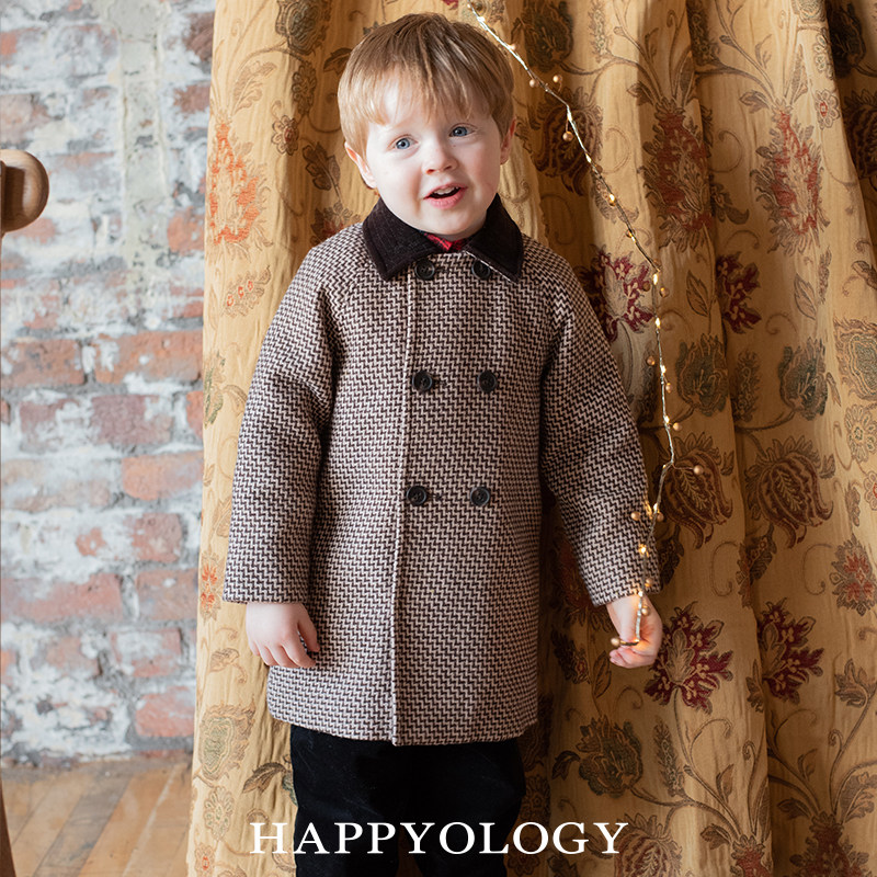 Happyology英国儿童装新款男童英伦女童秋冬毛呢外套中长款呢大衣,淘宝优惠券,粉丝福利购,淘宝优惠卷
