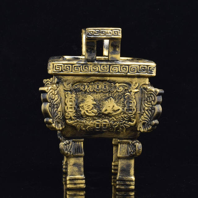Antique bronze responsive tripod incense burner household ceramic square tripod temple worship extra large square incense burner