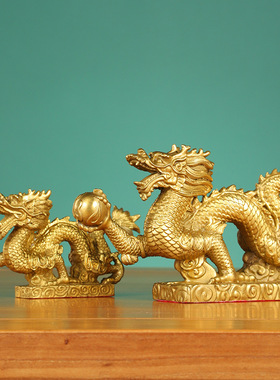 黄铜汉龙摆件 铜龙批发 龙摆件工艺品 生肖龙家居礼品批发