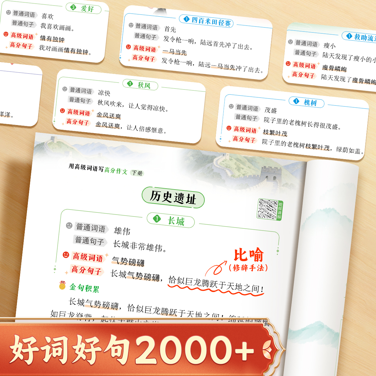 【抖音同款】用高级词语写高分作文 小学作文写作方法技巧词语素材积累一二三四五六年级小学生优秀作文书好词好句优美句子积累 - 图3