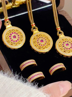 闪动蔷薇系列红宝玫瑰花窗红宝三排蔷薇闭口戒指蔷薇路路通锁骨链