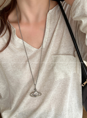 立体土星时尚项链轻奢长款毛衣链