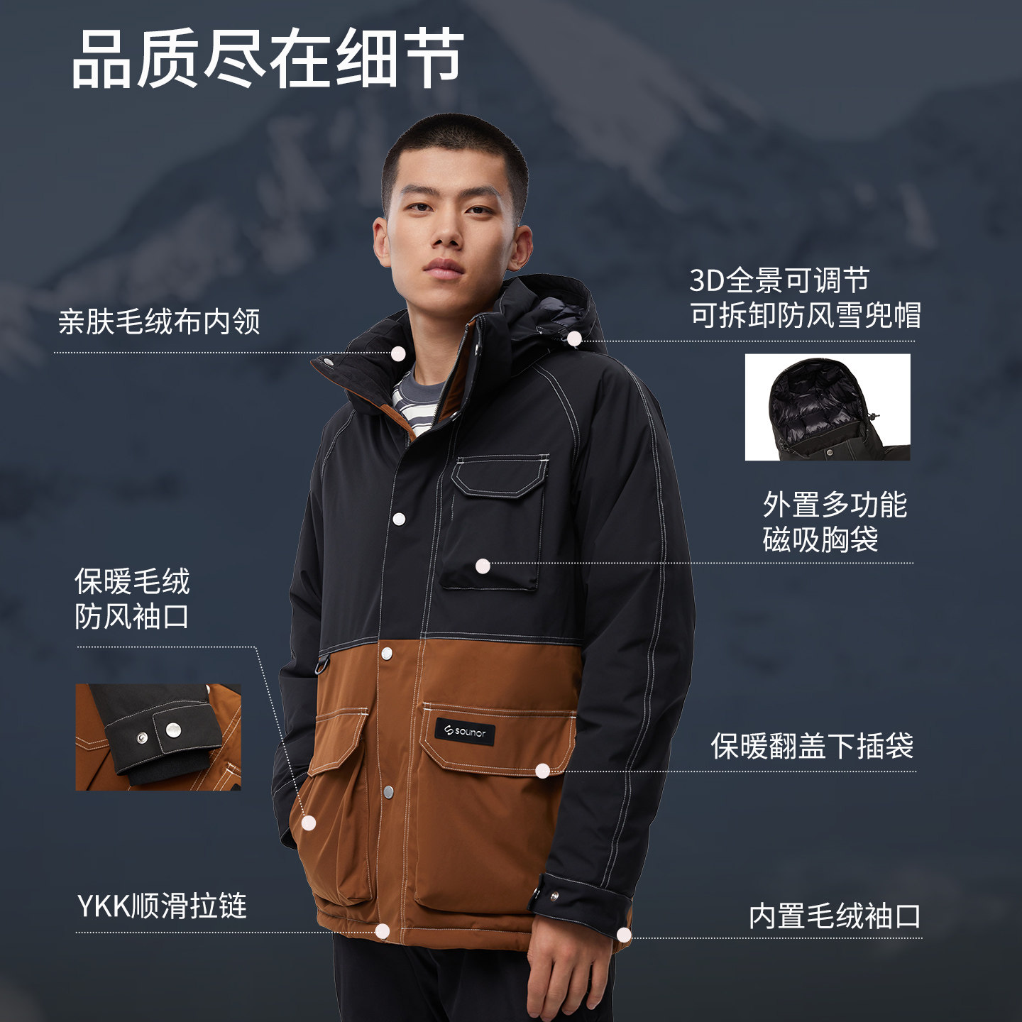 君羽辕辙羽绒服男700蓬白鹅绒青年新款加厚迷彩鹅绒服外套SC62021,淘宝优惠券,粉丝福利购,淘宝优惠卷