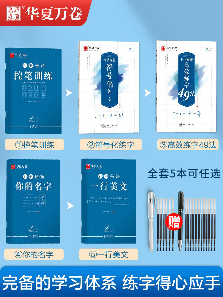 华夏万卷入门书法练习控笔训练行书字帖志飞习字高效练字49法符号化练字行书秘籍练字帖成人男钢笔硬笔字帖女生临摹字体漂亮练字本 - 图3