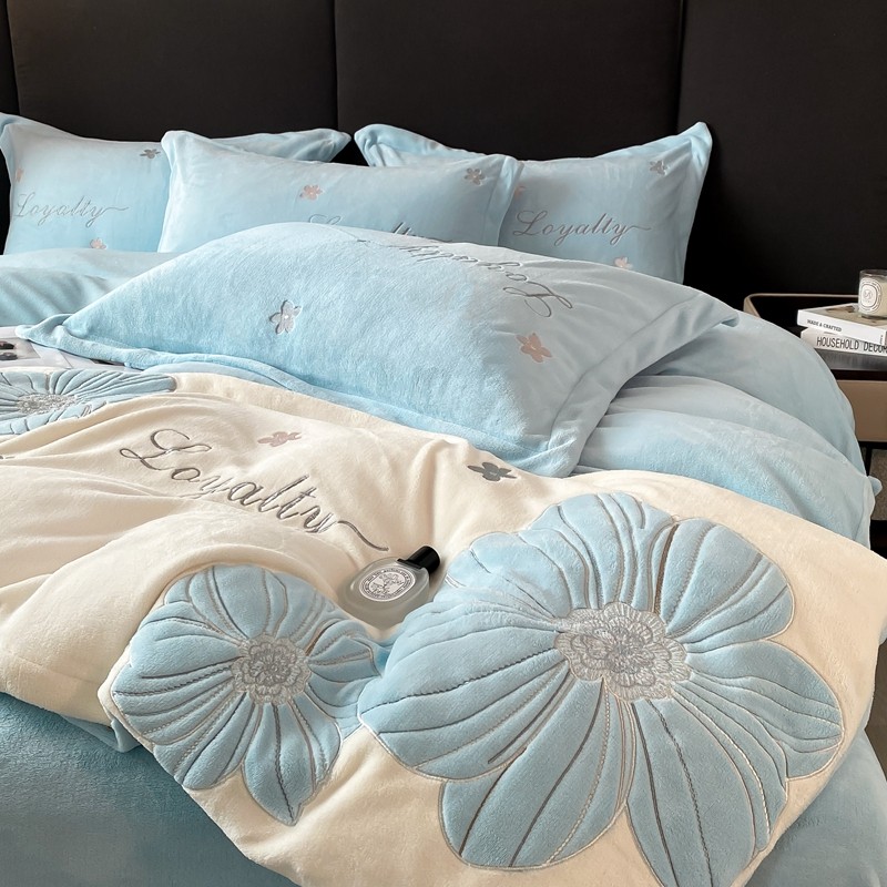 出口家纺轻奢高端牛奶绒四件套冬季保暖珊瑚绒加绒花卉被罩三件套,淘宝优惠券,粉丝福利购,淘宝优惠卷