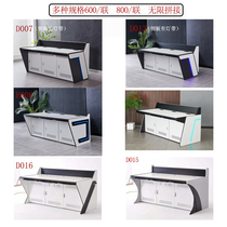 Dual-link triple monitor operating station command center console set up for fire dispatchers room computer manipulation table table