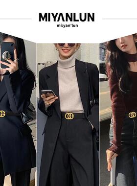 爱马女士2026新款黑色牛皮腰带