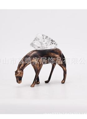 新中式现代马背透明水晶树脂动物摆件客厅茶几书柜博古架饰品摆件