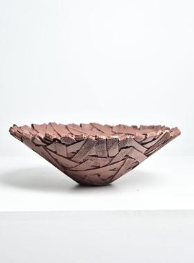 鸟巢树脂果盘样板房家居软装饰品创意售楼处酒店置物盘桌茶几摆件