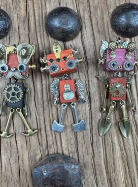 复古手工机器人吊坠DIY配件欧美朋克风小众高级感礼物项链挂件