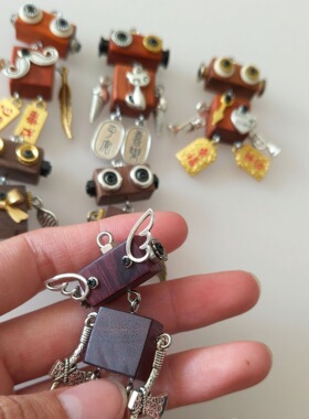 复古蒸汽朋克风机器人项链diy挂件钥匙扣小众高级感手工配件欧美