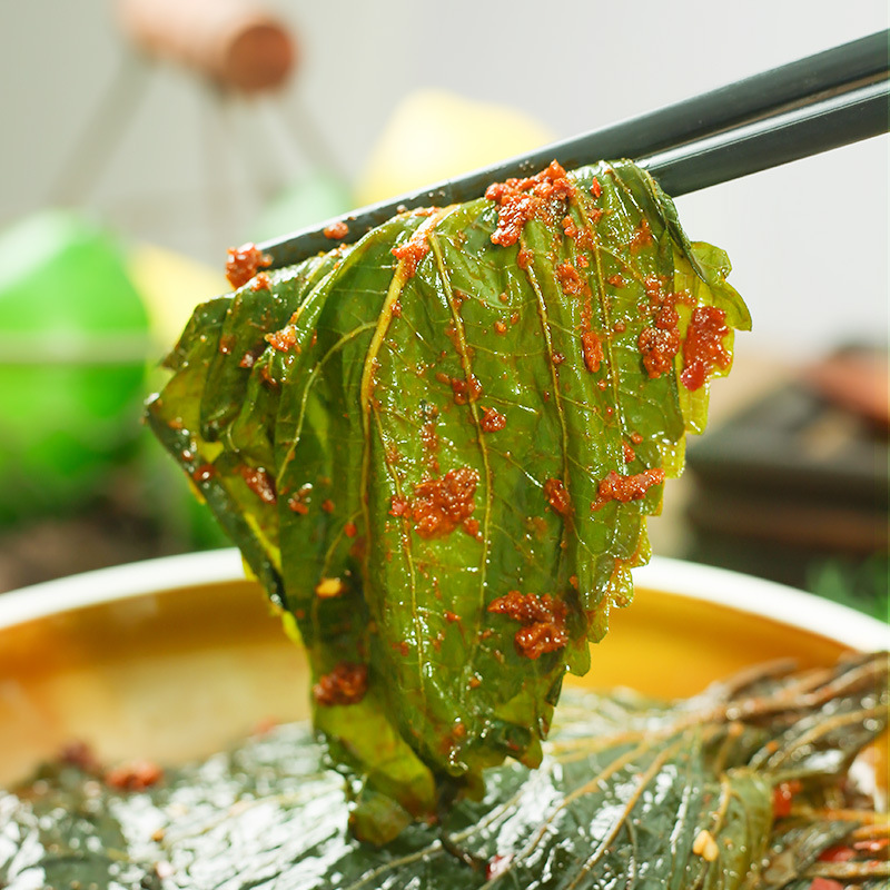 延边朝鲜族小菜苏子叶泡菜韩式腌紫苏咸菜韩国泡菜拌下饭菜小咸菜-图2