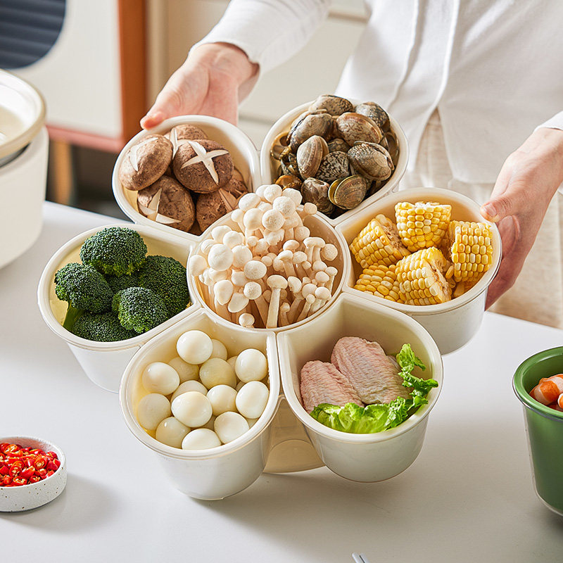 火锅配菜盘家用可旋转蔬菜篮置物架收纳筐厨房分格火锅食材拼盘,淘宝优惠券,粉丝福利购,淘宝优惠卷