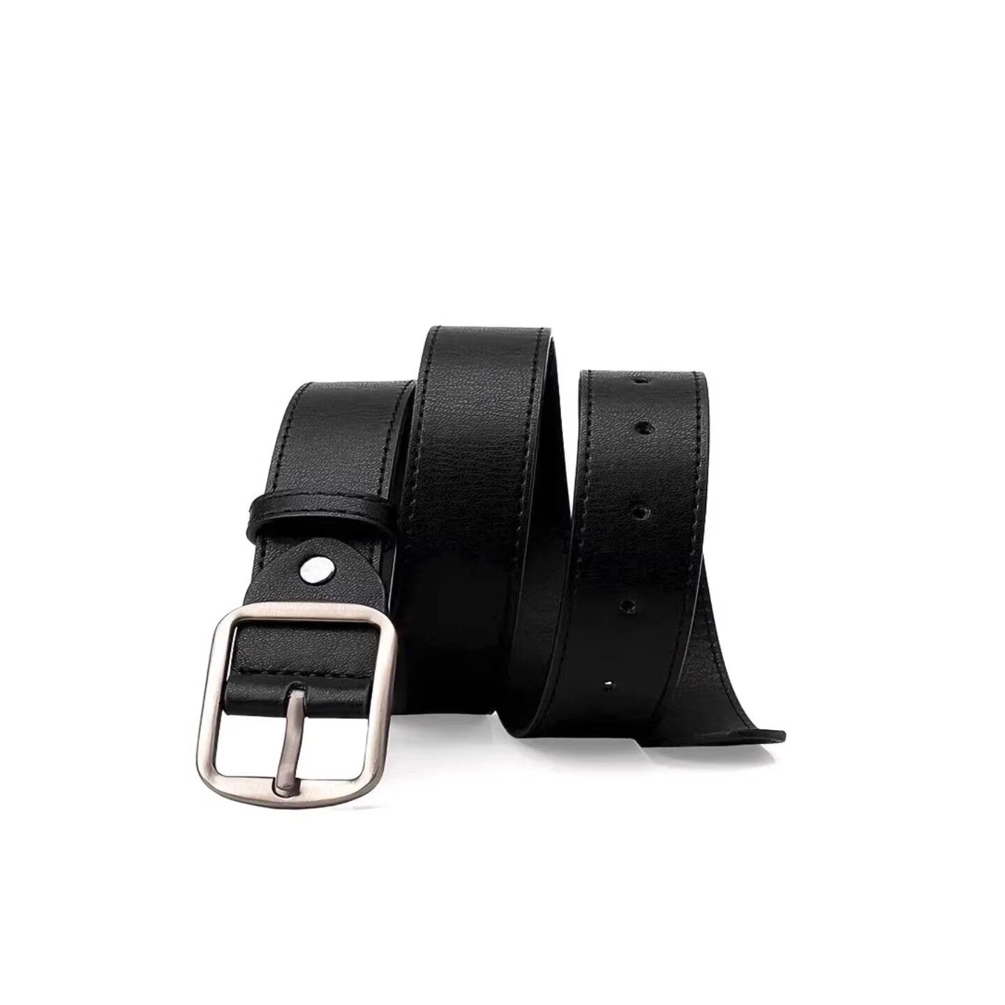 日本无印真皮皮带女士简约中性复古牛皮小众通勤百搭休闲黑色腰带