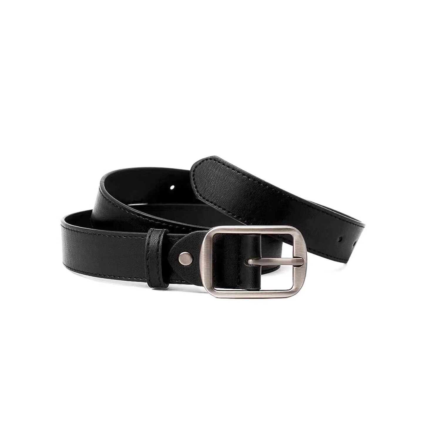 日本无印真皮皮带女士简约中性复古牛皮小众通勤百搭休闲黑色腰带