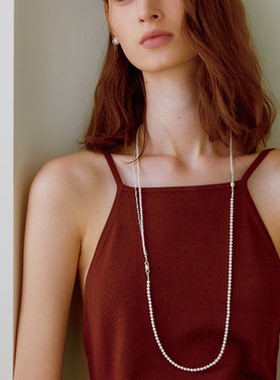 拉丝高级感时尚串珠圆球轻奢项链