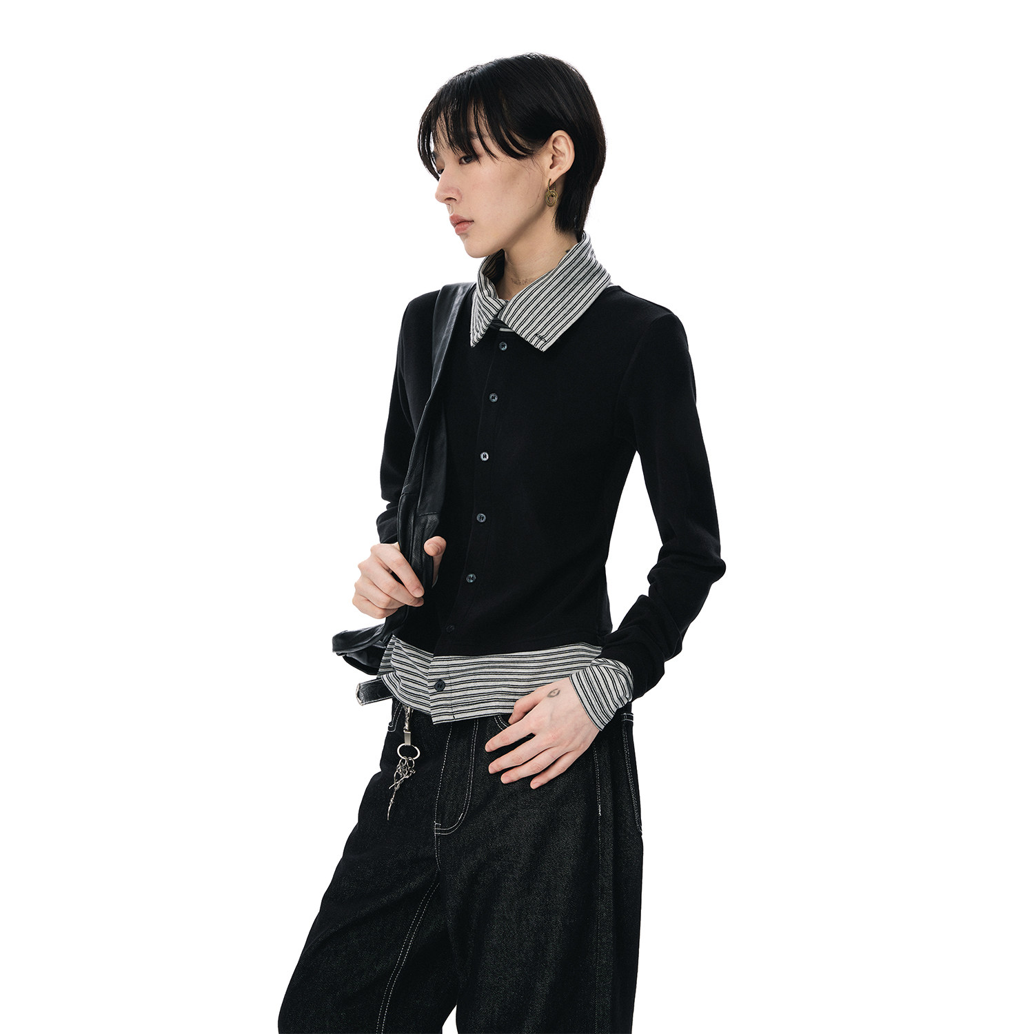 sameuoo散养文化「迷雾航线」假两件长袖t恤双面绒保暖内搭打底衫,淘宝优惠券,粉丝福利购,淘宝优惠卷