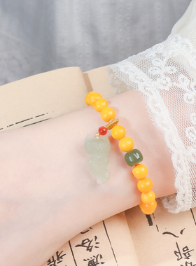 天然黄色蜜蜡小众风时尚百搭手工手串手链福利款