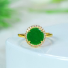 Valentine's Day gift, natural Burmese material A, jadeite silver inlaid with fashionable and exquisite green dragon stone jade medal ring
