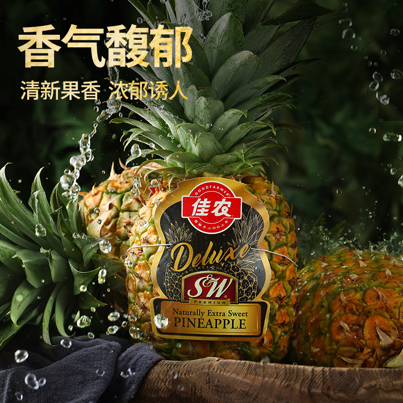 无需泡盐水，佳农 菲律宾进口黑钻凤梨 2个装（单果800g~1200g）