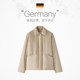Soft and warm short cotton jacket with shirt collar and double patch pockets