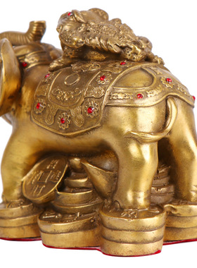 铜大象背上金蟾摆件大象元宝金蟾客厅办公室装饰工艺品开业礼品