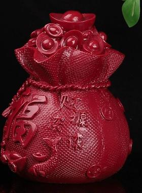 朱砂福袋摆件天然紫金砂车本命年摇钱树聚宝盆新年送礼朱砂钱袋子