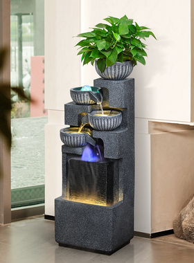 现代简约水幕墙流水摆件风水轮